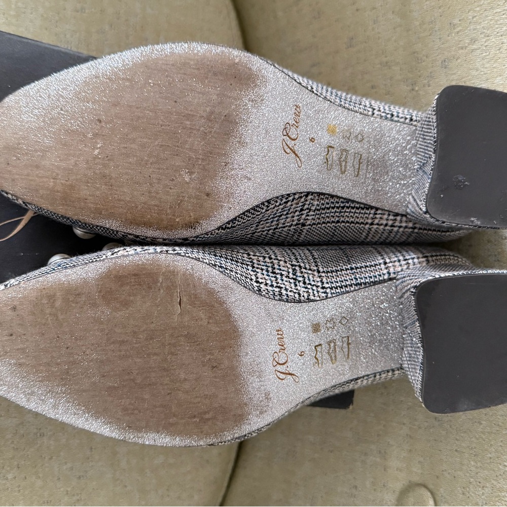 J. Crew Plaid Heels with Pearl and Jewel Accents - Picture 4 of 6